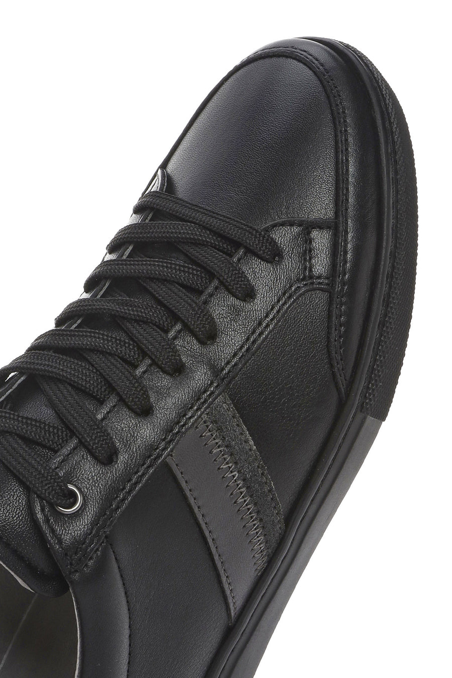 Men's Black Lace-up Leather Sneaker