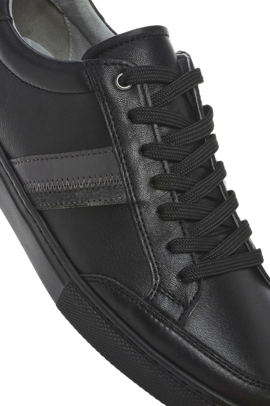 Men's Black Lace-up Leather Sneaker