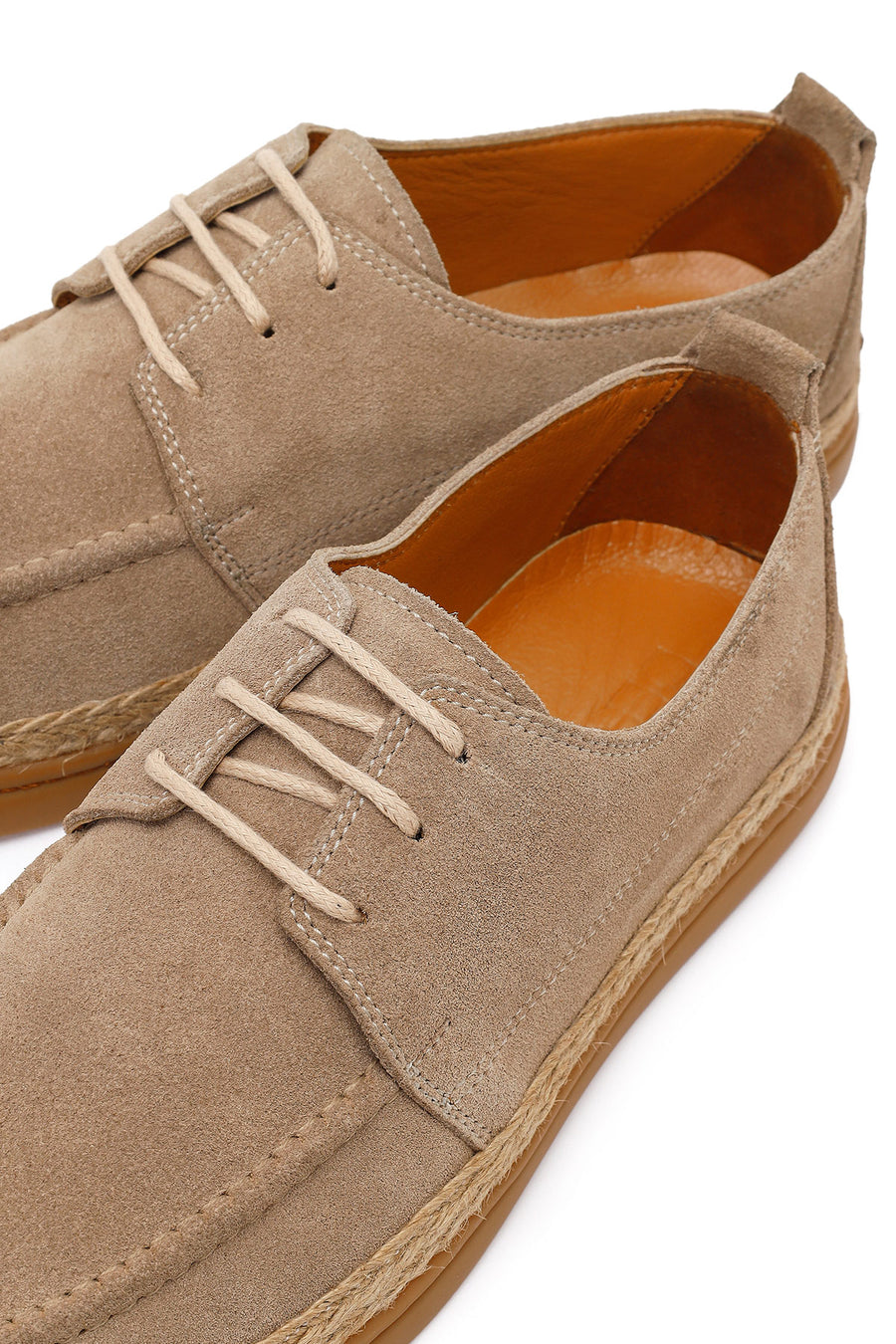 Men's Beige Lace-up Suede Leather Casual Shoes
