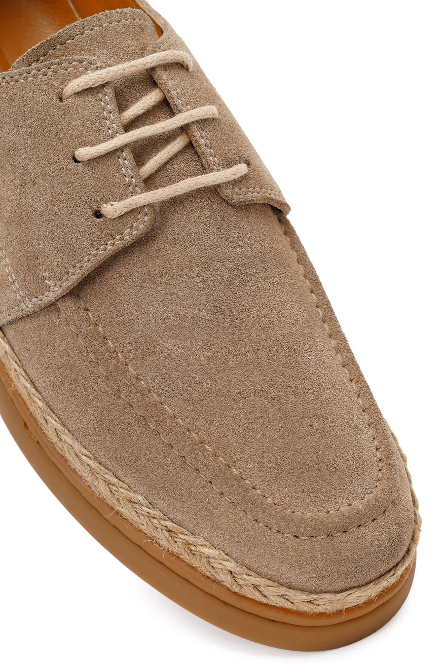Men's Beige Lace-up Suede Leather Casual Shoes