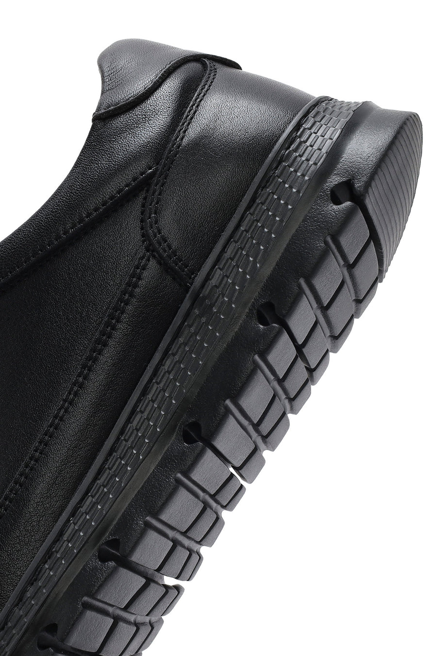 Erkek Siyah Bağcıklı Deri Sneaker