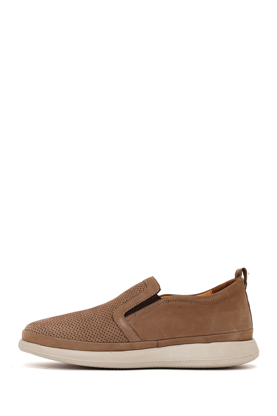 Male Beige Thick-Soled Nubuck Leather Comfort Loafer