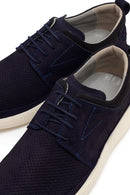 Men's Navy Blue Lace-Up Chunky Sole Nubuck Leather Casual Shoes | Derimod