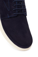 Men's Navy Blue Lace-Up Chunky Sole Nubuck Leather Casual Shoes | Derimod