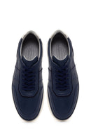 Erkek Lacivert Bağcıklı Deri Casual Sneaker | Derimod
