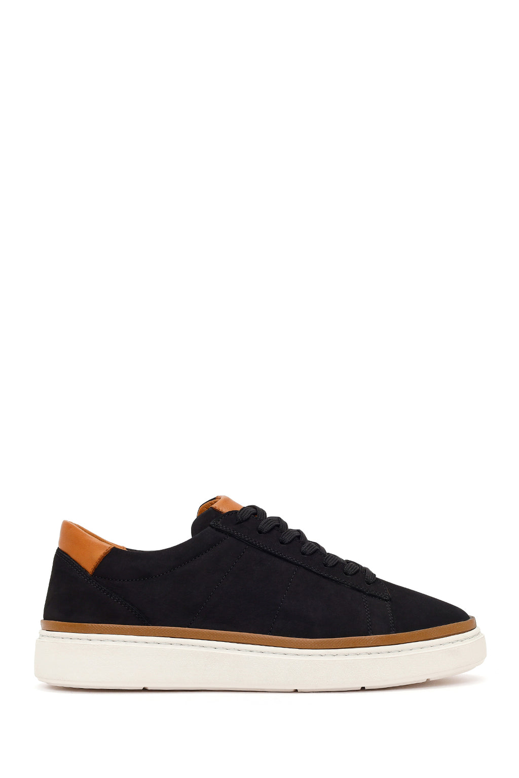 Erkek Siyah Bağcıklı Kalın Tabanlı Nubuk Deri Sneaker