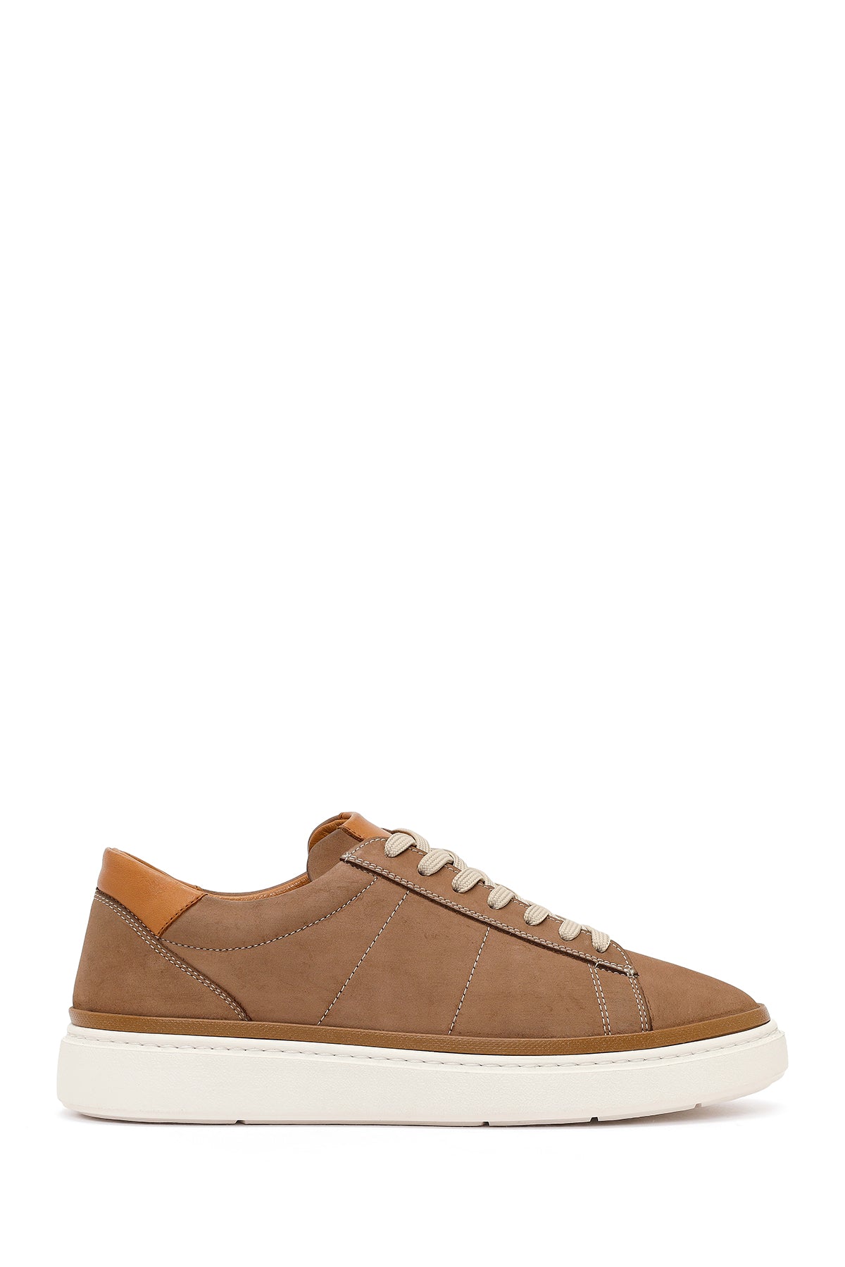 Men's Beige Lace-Up Thick-Soled Nubuck Leather Sneakers 26SFD6754V3 | Derimod