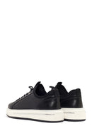 Erkek Siyah Bağcıklı Kalın Tabanlı Deri Sneaker | Derimod