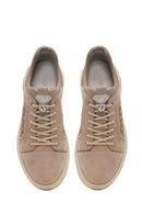 Men's Mink Lace-Up Printed Nubuck Leather Sneaker | Derimod