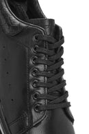 Erkek Siyah Bağcıklı Kalın Tabanlı Deri Sneaker | Derimod