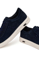 Erkek Lacivert Bağcıklı Kalın Tabanlı Süet Deri Sneaker | Derimod
