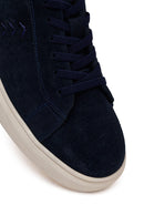 Erkek Lacivert Bağcıklı Kalın Tabanlı Süet Deri Sneaker | Derimod