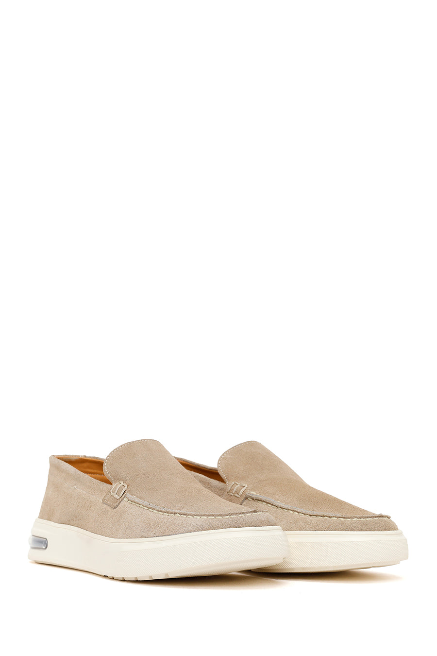 Male Beige Thick-Soled Suede Leather Loafer