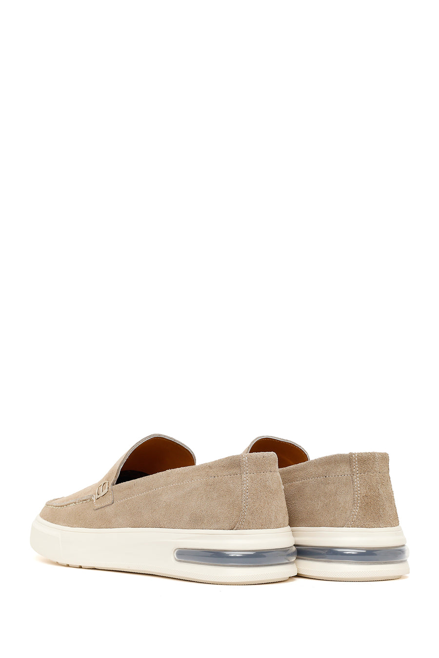 Male Beige Thick-Soled Suede Leather Loafer