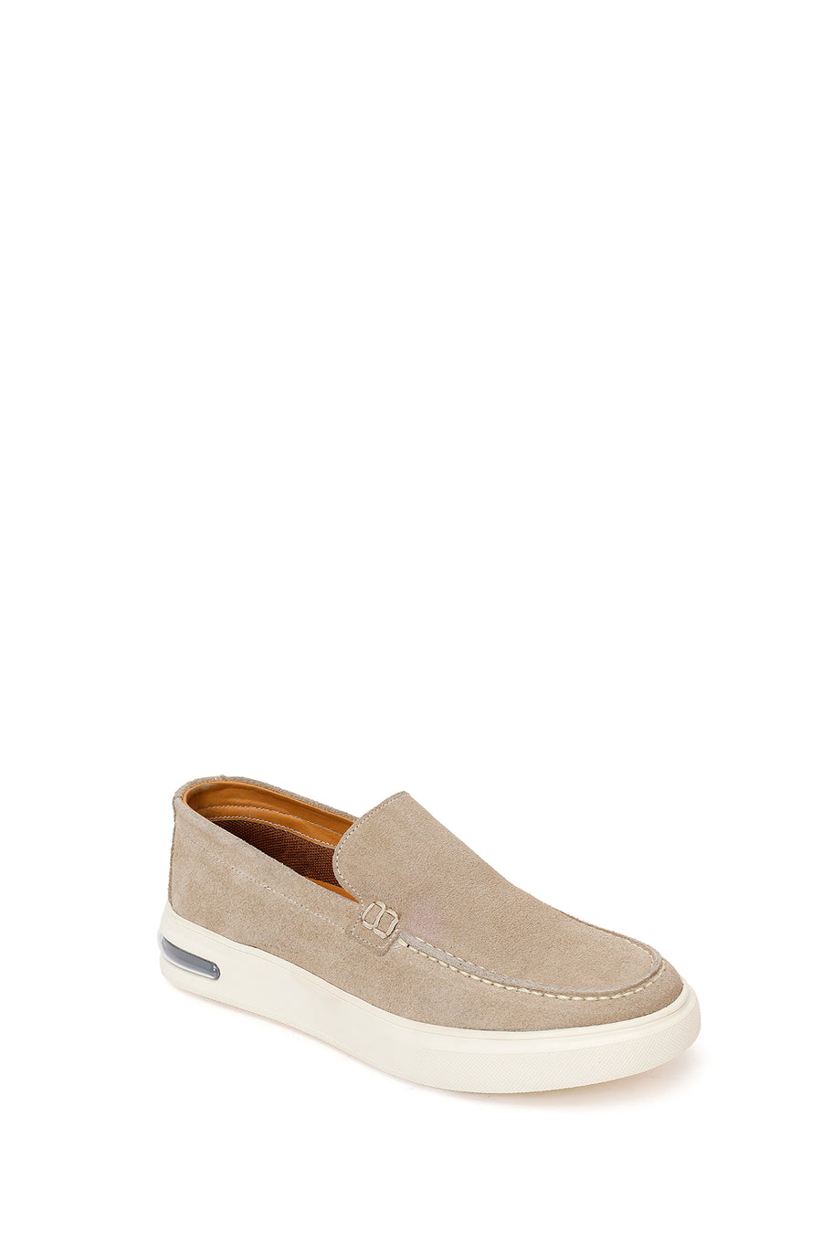 Male Beige Thick-Soled Suede Leather Loafer
