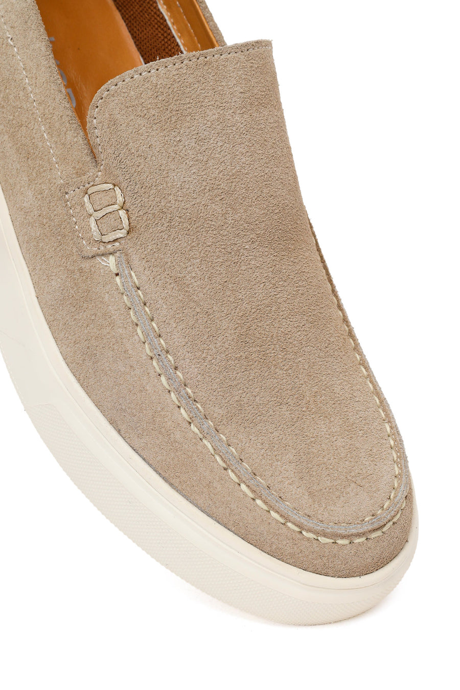 Male Beige Thick-Soled Suede Leather Loafer