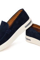 Erkek Lacivert Kalın Tabanlı Süet Deri Loafer | Derimod