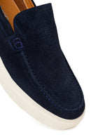 Erkek Lacivert Kalın Tabanlı Süet Deri Loafer | Derimod