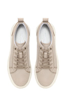 Erkek Bej Bağcıklı Kalın Tabanlı Deri Sneaker | Derimod