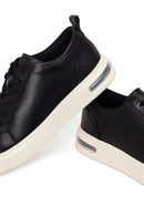 Erkek Siyah Bağcıklı Kalın Tabanlı Deri Sneaker | Derimod