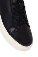 Erkek Siyah Bağcıklı Kalın Tabanlı Deri Sneaker | Derimod