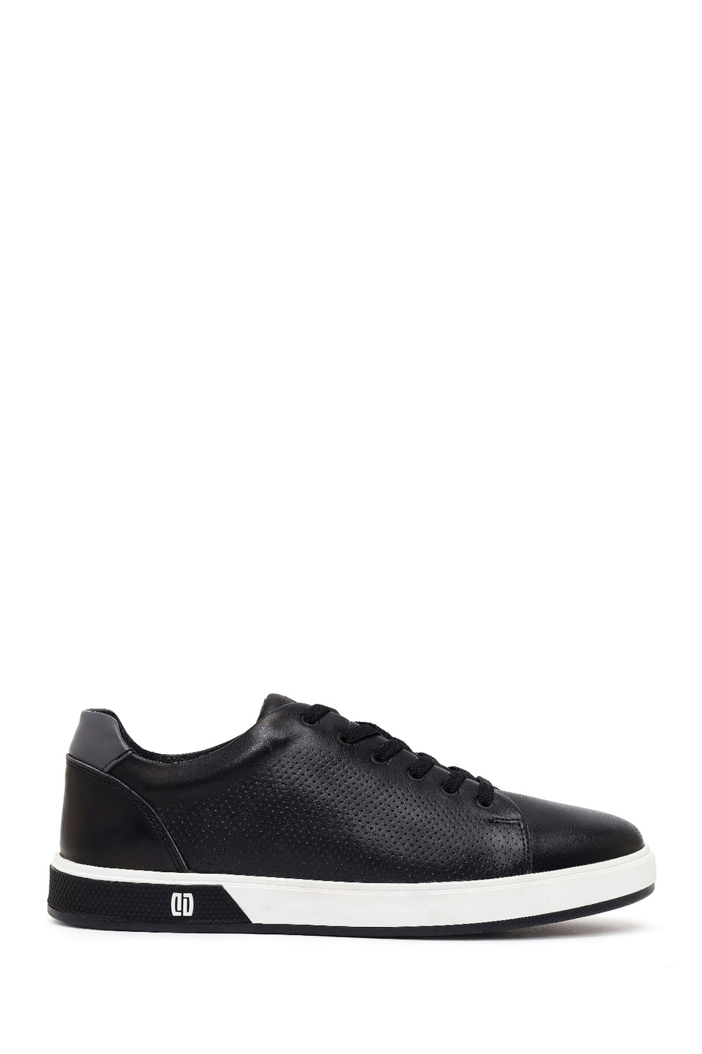 Erkek Siyah Bağcıklı Kalın Tabanlı Deri Sneaker