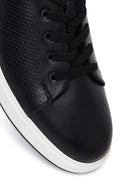 Erkek Siyah Bağcıklı Kalın Tabanlı Deri Sneaker | Derimod