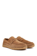 Men's Tan Chunky Suede Leather Loafers | Derimod