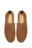 Men's Tan Chunky Suede Leather Loafers | Derimod