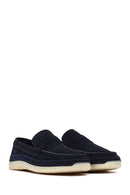 Men's Navy Blue Chunky Suede Leather Loafers | Derimod