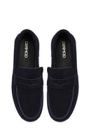 Men's Navy Blue Chunky Suede Leather Loafers | Derimod