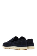 Men's Navy Blue Chunky Suede Leather Loafers | Derimod