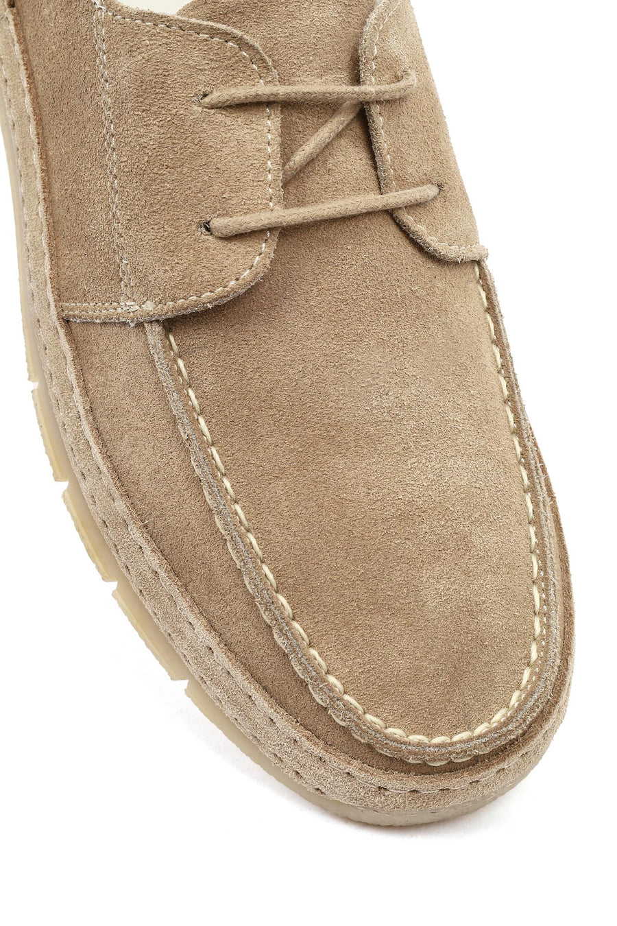 Men's Beige Lace-up Suede Leather Casual Shoes