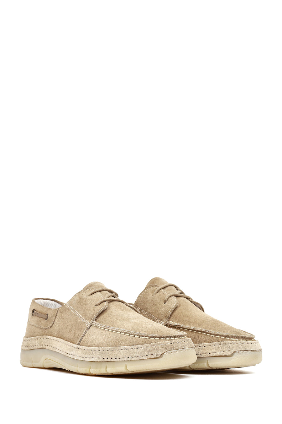 Men's Beige Lace-up Suede Leather Casual Shoes