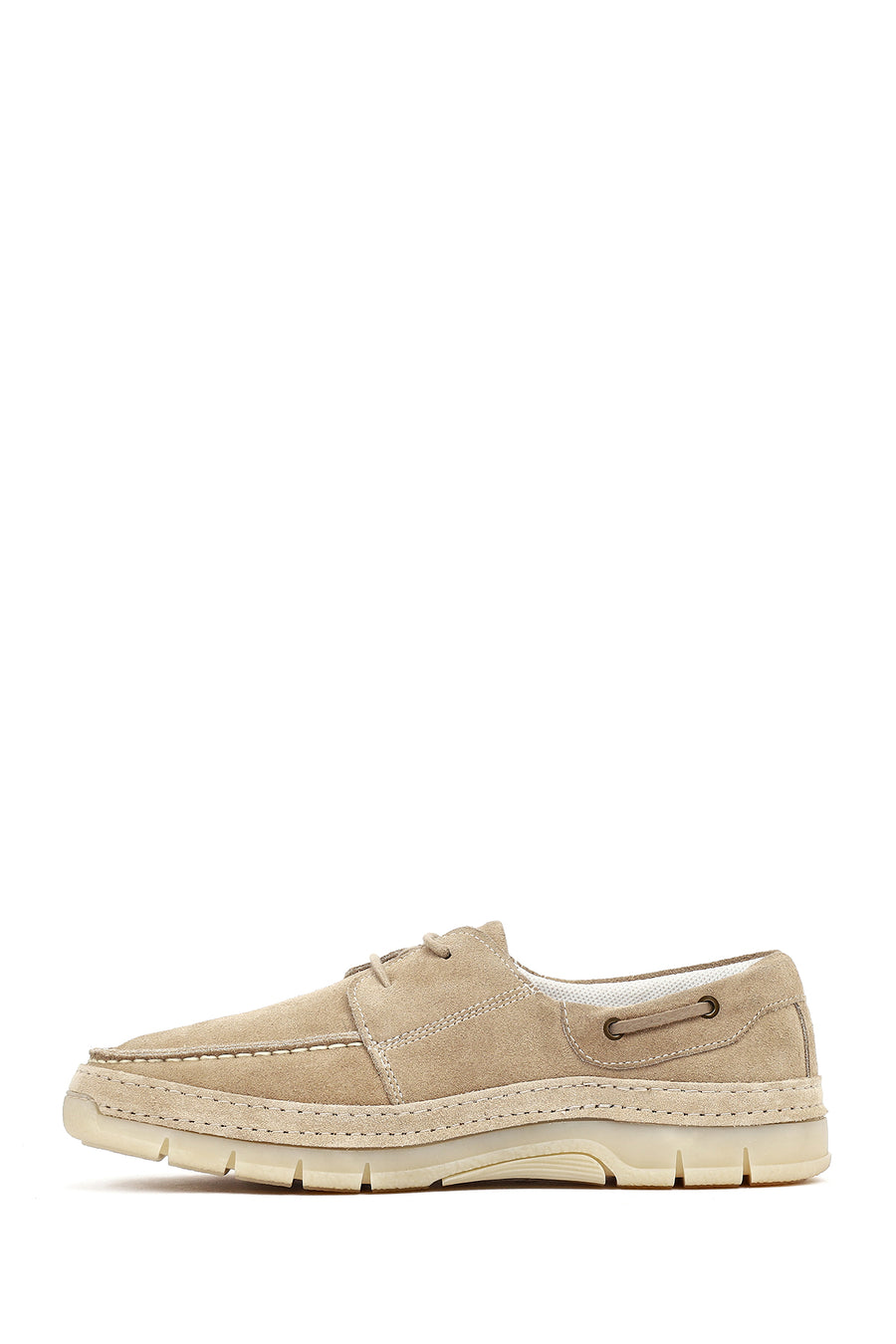 Men's Beige Lace-up Suede Leather Casual Shoes
