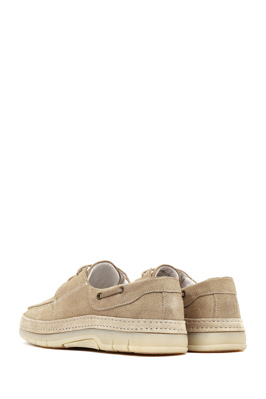 Men's Beige Lace-up Suede Leather Casual Shoes