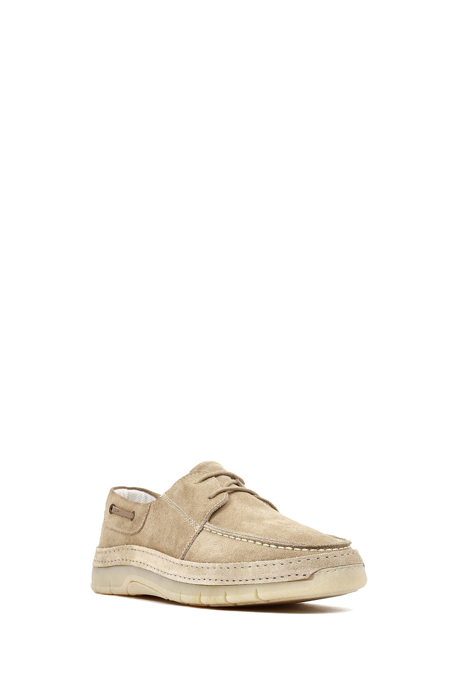 Men's Beige Lace-up Suede Leather Casual Shoes