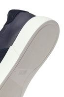 Erkek Lacivert Bağcıklı Deri Sneaker | Derimod