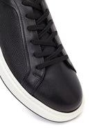 Erkek Siyah Bağcıklı Kalın Tabanlı Deri Sneaker | Derimod