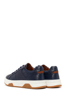 Erkek Lacivert Kalın Tabanlı Bağcıklı Deri Sneaker | Derimod