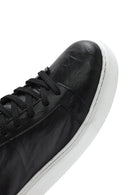 Erkek Siyah Bağcıklı Kalın Tabanlı Baskılı Deri Sneaker | Derimod