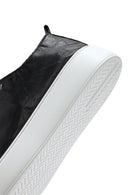 Erkek Siyah Bağcıklı Kalın Tabanlı Baskılı Deri Sneaker | Derimod