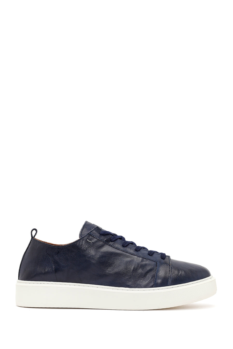 Men's Navy Blue Lace-Up Chunky Sole Printed Leather Sneaker 26SFD688326 | Derimod