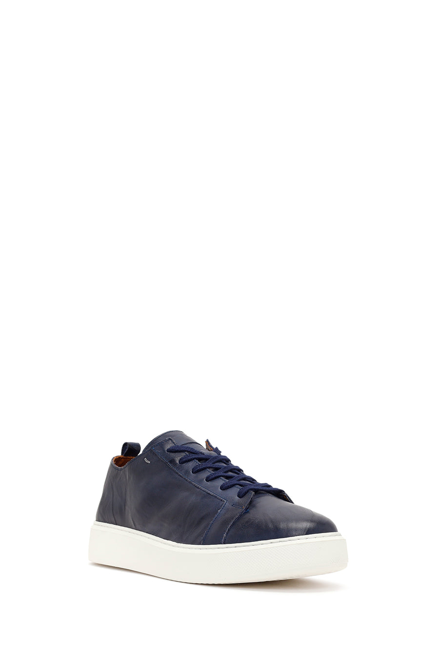 Men's Navy Blue Lace-Up Chunky Sole Printed Leather Sneaker