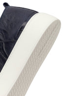 Erkek Lacivert Bağcıklı Kalın Tabanlı Baskılı Deri Sneaker | Derimod