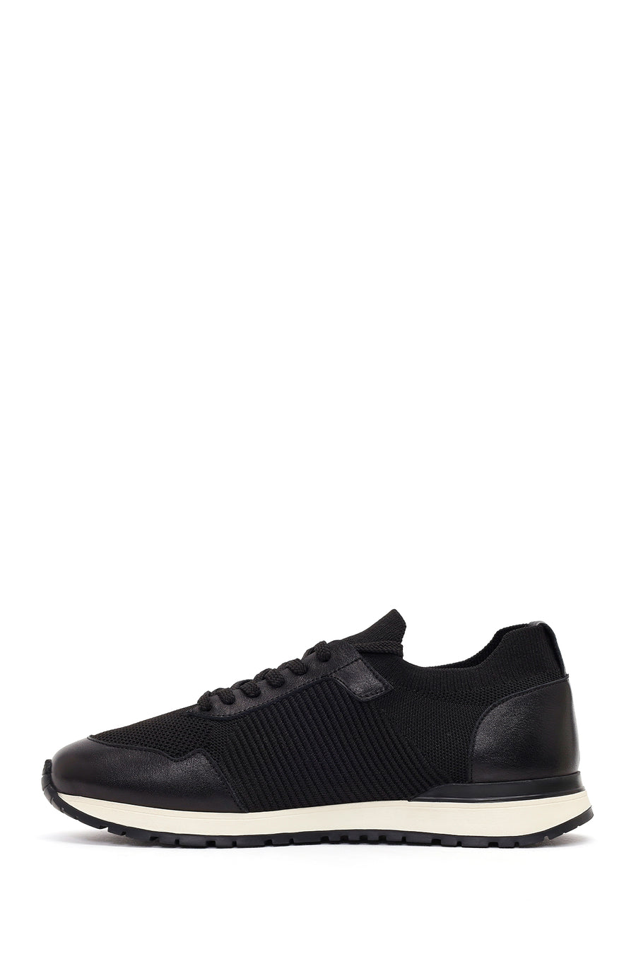 Men's Black Lace-Up Fabric Sneakers