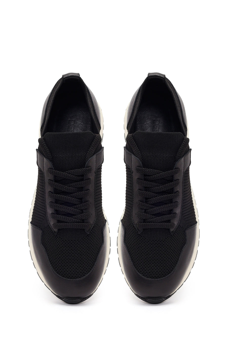 Men's Black Lace-Up Fabric Sneakers
