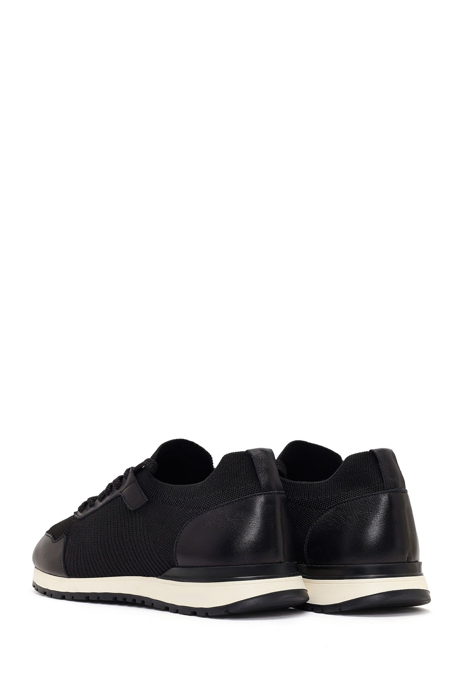 Men's Black Lace-Up Fabric Sneakers