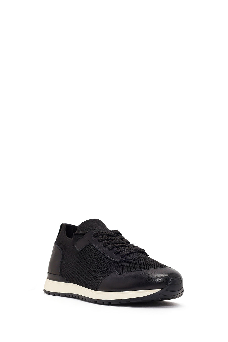 Men's Black Lace-Up Fabric Sneakers