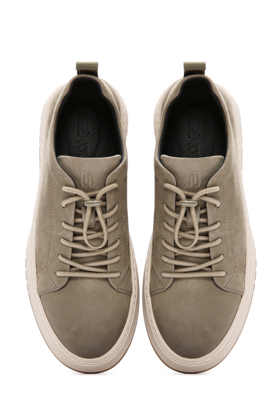 Men's Khaki Lace-Up Nubuck Leather Sneaker